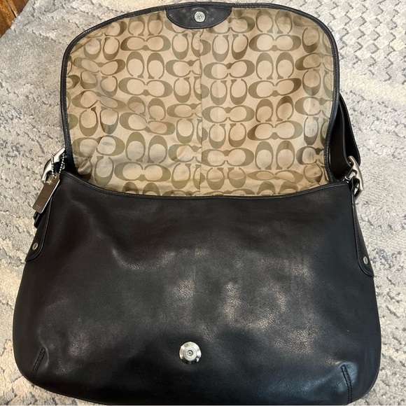COACH Legacy CROSSBODY LEATHER BAG Black Flap Purse 7454 Adjustable Strap - Picture 10 of 12
